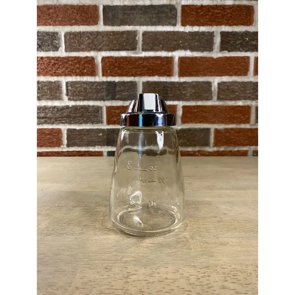 Sugar Dispenser Federal Housewares Clear Glass Measurements On Side Of Glass VTG